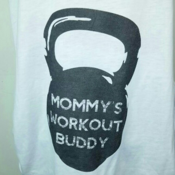 Mommy's Workout Buddy White Maternity Shirt Ruched - Picture 3 of 5